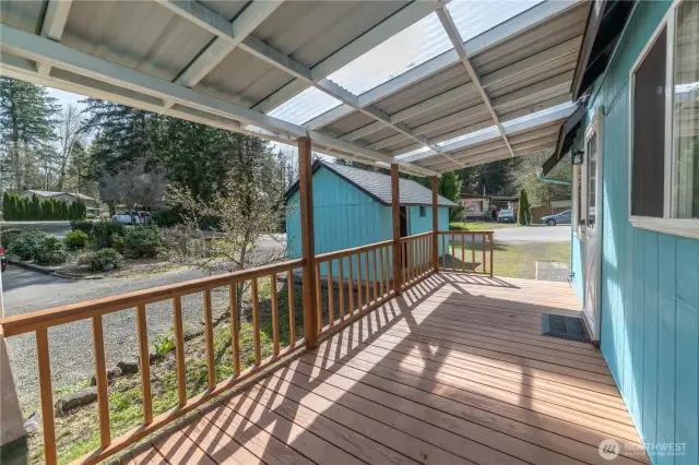 Front porch and front door from far side of porch