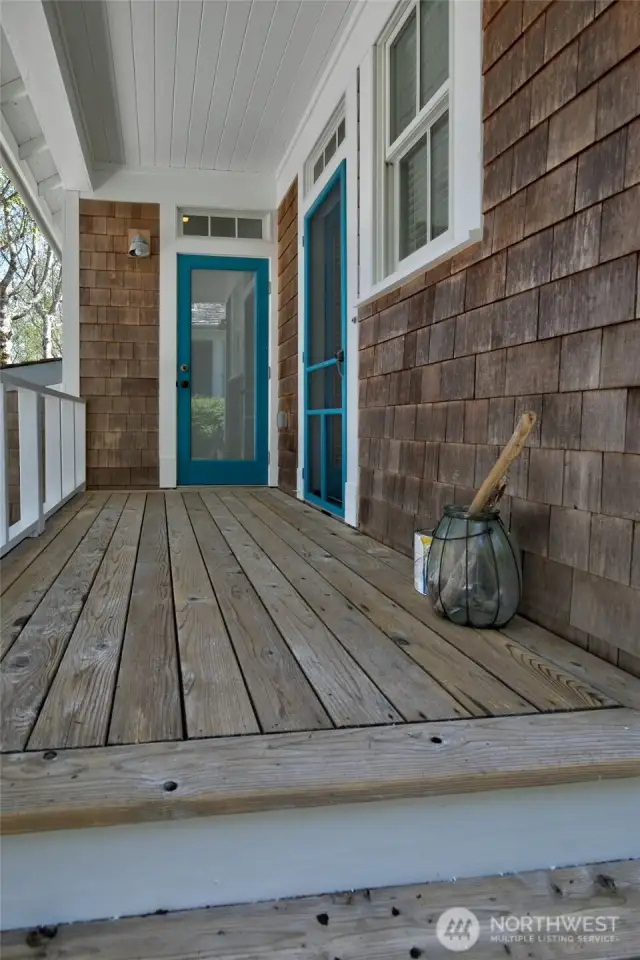 The back covered porch offers direct access to the back bathroom and laundry.