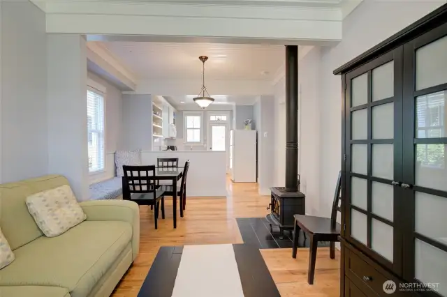 These Alder Cottages offer wood ceilings, wood floors throughout, and wood stoves that will warm you throughout the night.