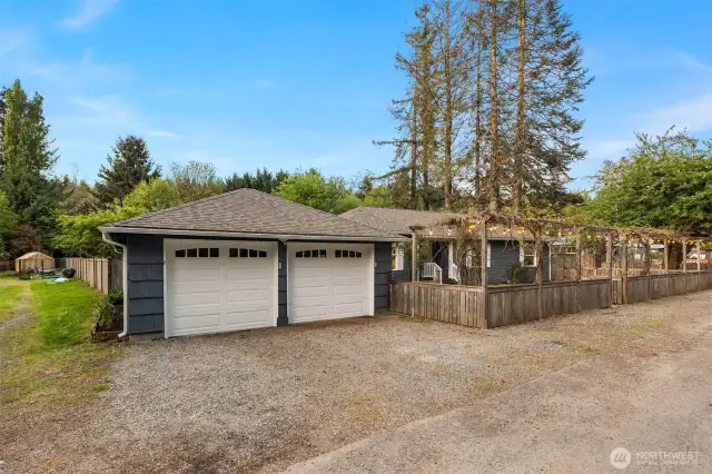 Detached 2-car garage with large workshop.