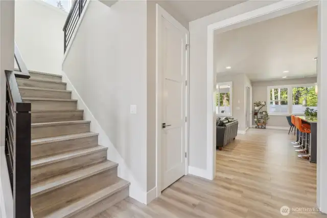 Spacious storage closet under the stairs