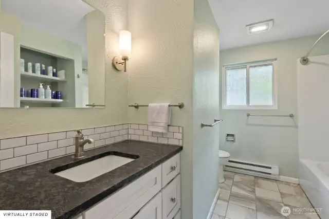 Hall bathroom has also been updated.