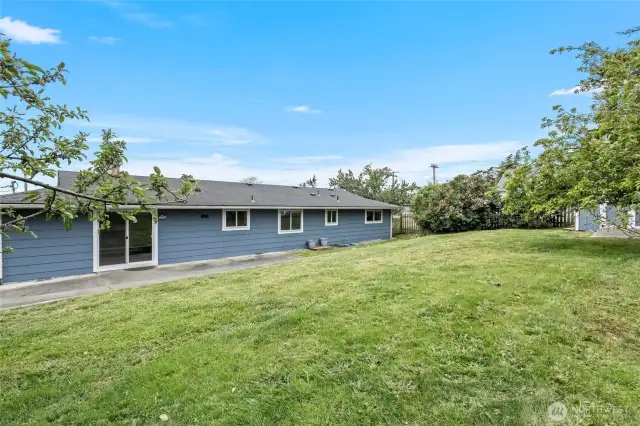 Facing southwest in the yard.