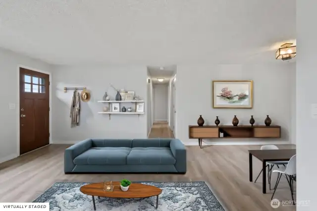 LVP flooring makes for easy living and easy maintenance in this home.