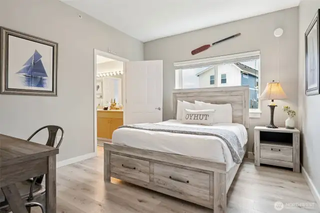 First of two spacious guest rooms.
