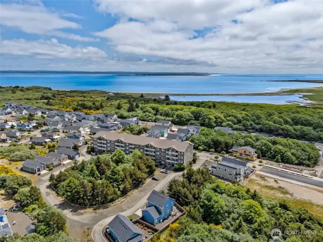 The resort has a trail that leads to the shore of Oyhut Bay.