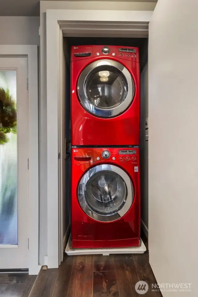 Beautiful red washer and dryer