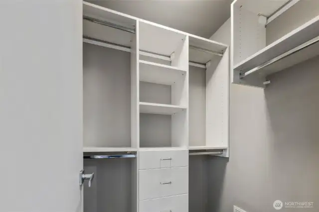 Primary Bedroom Closet with organizers