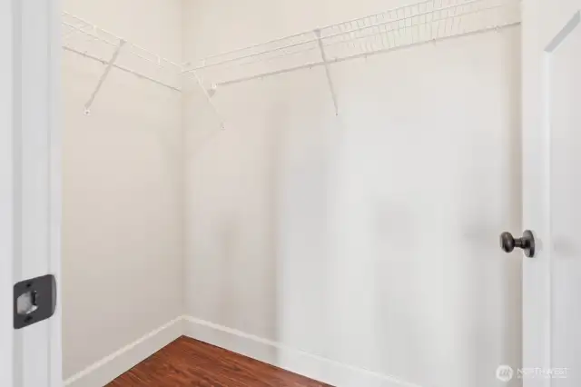 Walk-in closet in the junior suite.