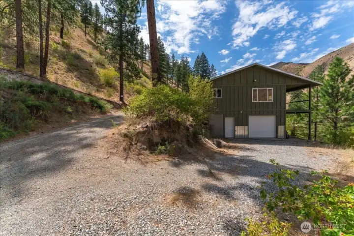 Cabin & driveway.
