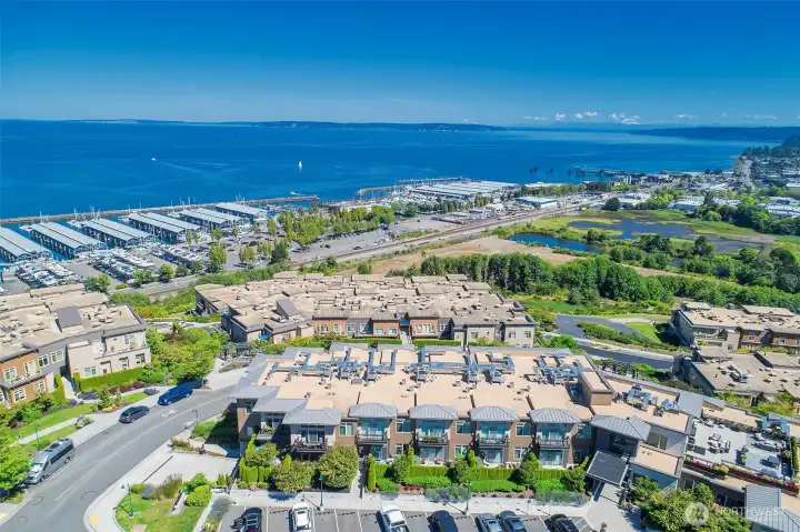 Back side of 50 Pine Street and parking.