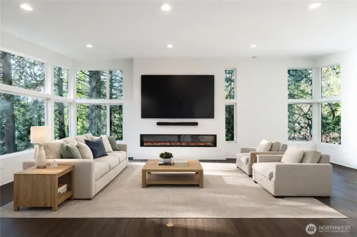 Living room virtually staged