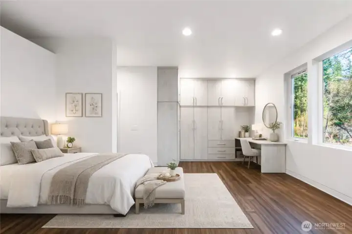 Home office in Main bedroom virtually staged