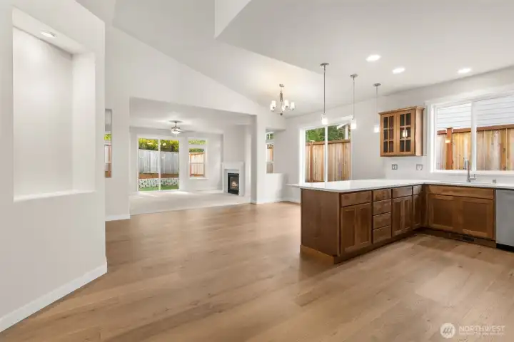 Open concept floorplan for easy flow between kitchen, dining and living room.