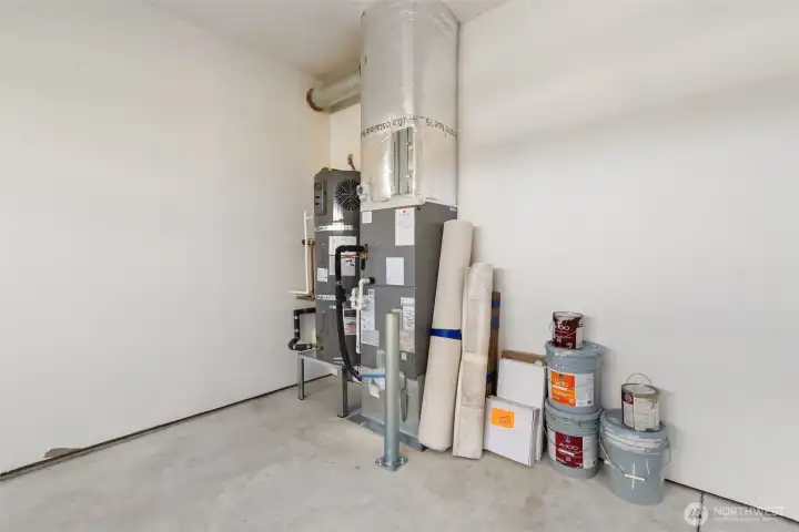 High efficiency Carrier electric forced-air furnace and Electric hybrid water heater