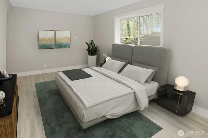 Downstairs bedroom. *Virtually staged*