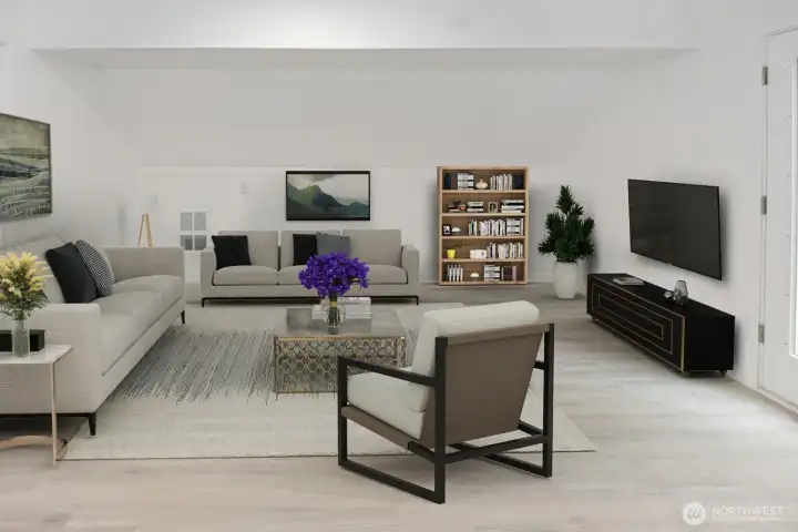ADU living room. *Virtually staged*