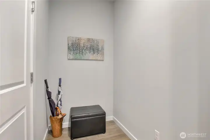 The entrance from the garage flows into the mudroom.