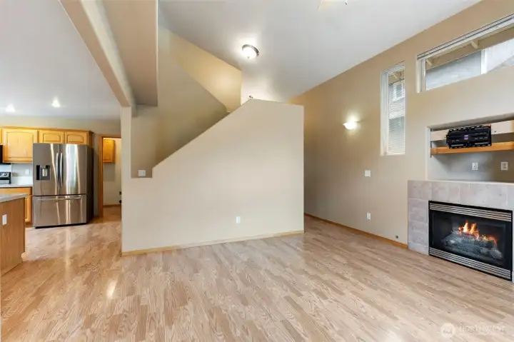 Vaulted ceiling in living room