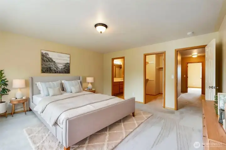 Primary bedroom virtually staged