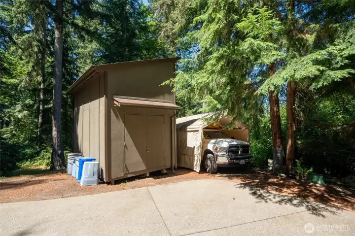 Storage shed includes a loft space for bonus storage or hangout space Storage shed includes a loft space for bonus storage or hangout space