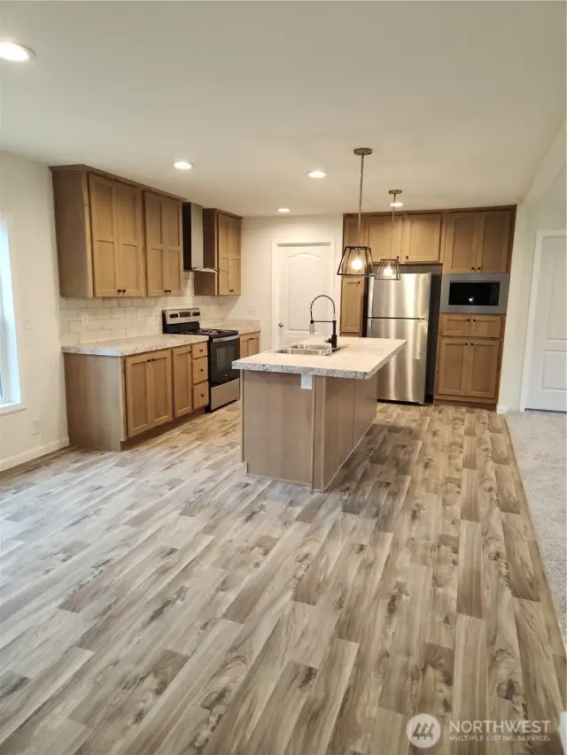 View of kitchen from the dining room