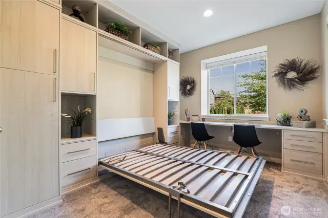 When the bed is down there is still plenty of room to move around making this a very functional room.