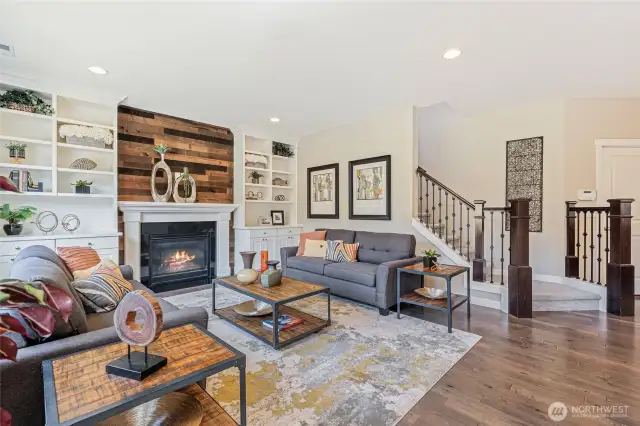 Hardwood flooring throughout the main living area works great for traffic coming and going.