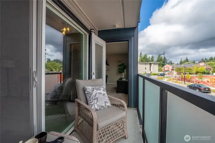 Outdoor balcony can be accessed from bedroom or living room