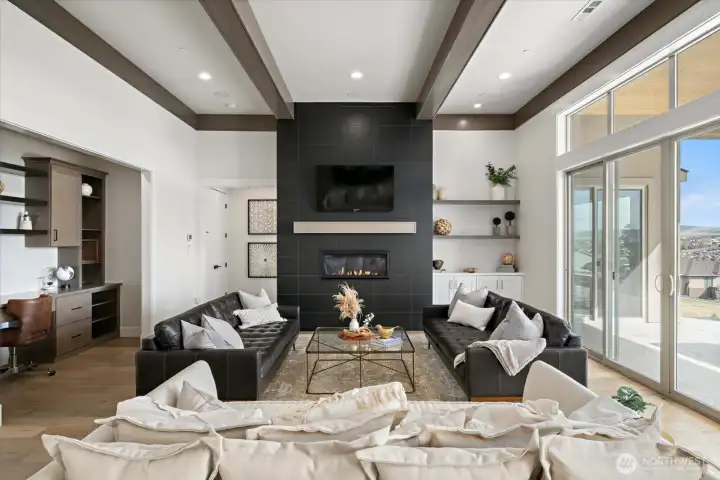 Great room with fireplace.