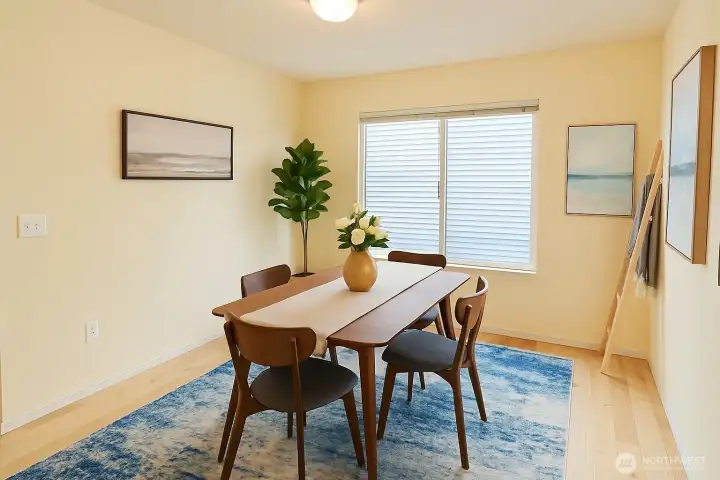 Virtually staged dining room.