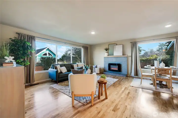 Living room with electric fireplace