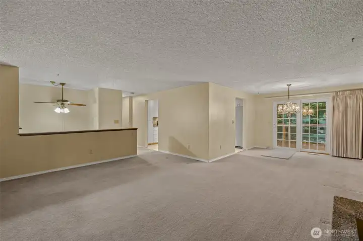 Living Room w/ view of Dining Room