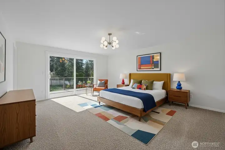 Virtually staged primary bedroom