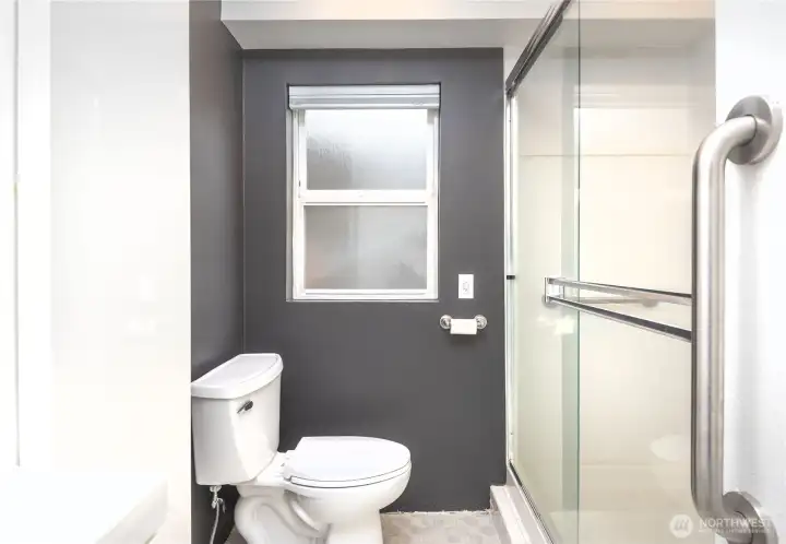 Fully Finished Basement shower Bathroom.