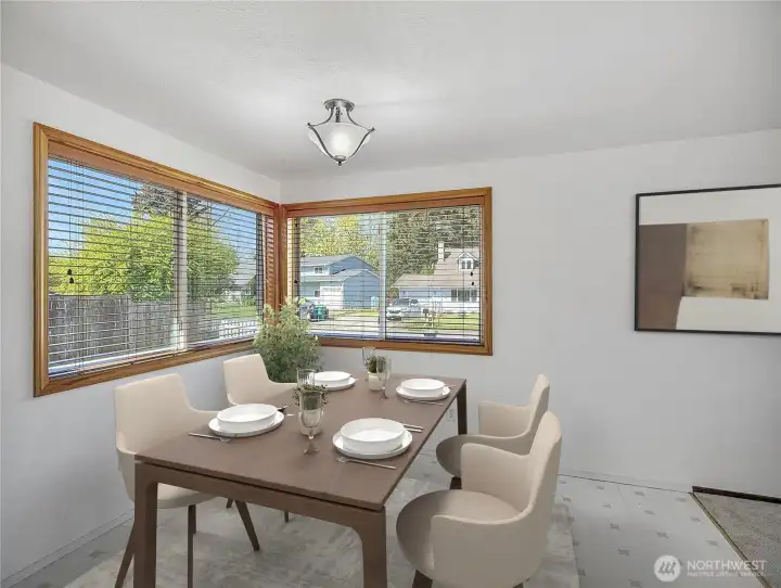 Dining with wrap around windows