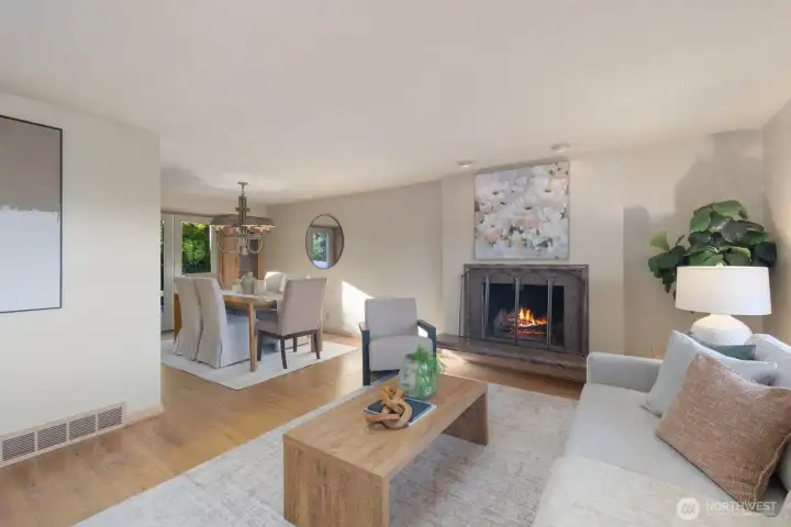 Wood burning fireplace