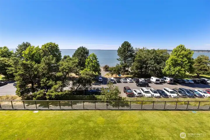 Another view of the lower lawn with Boulevard Park and the Bellingham Bay beyond.