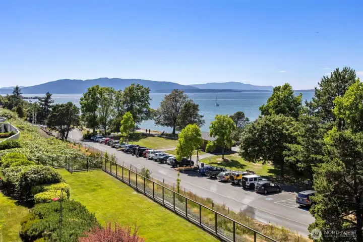 Looking at the bay and island views from the deck.