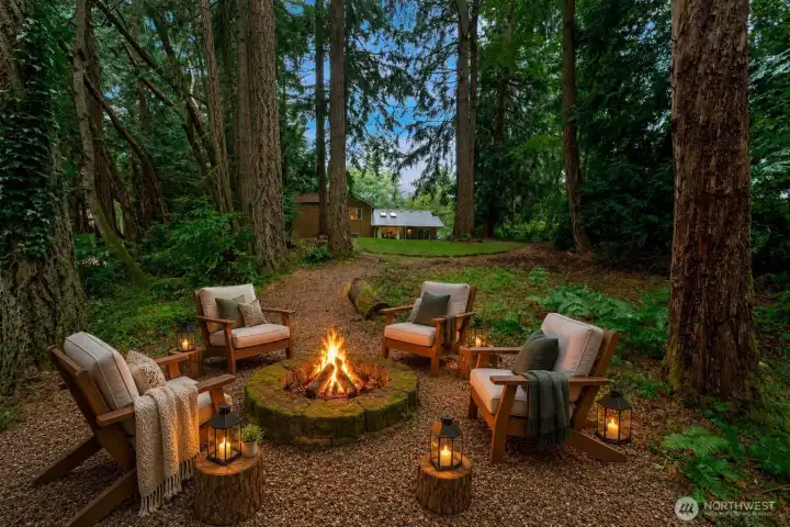 Backyard firepit  *virtually staged