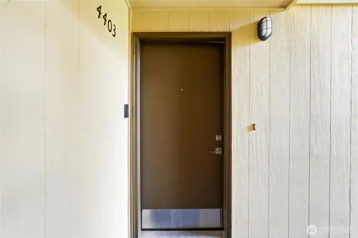 The front door is new. The front door is new.