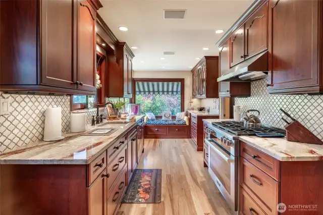 Brazilian Marble countertops & Crystal soft-close cabinets