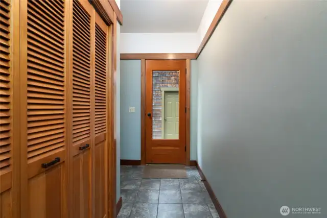 large pantry behind shutter doors