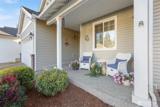 East facing front porch ... delightful for morning coffee!!