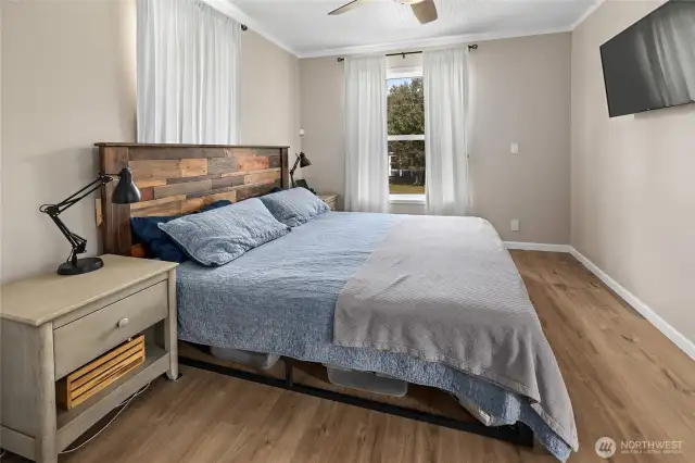 Main floor large bedroom with walk-in closet.