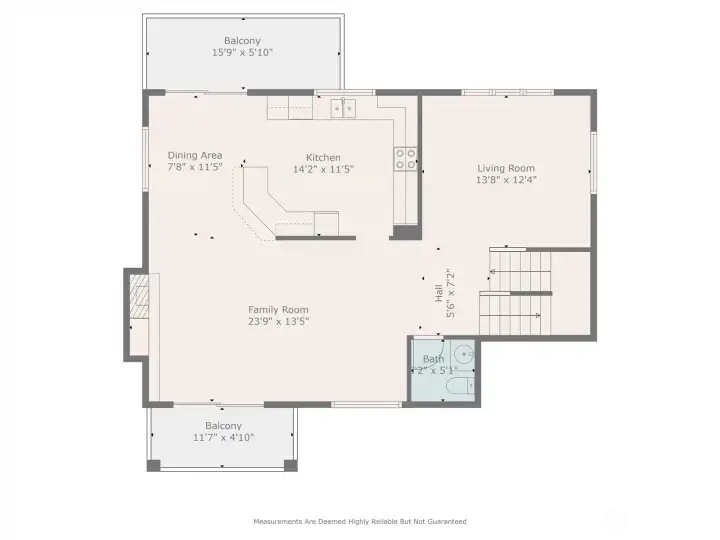 Potentially create a formal dining room or den in "living room"