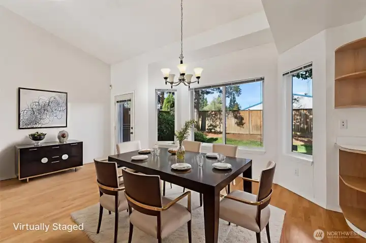 This lovely bay window is a perfect place to enjoy the view and share meals or morning coffee.