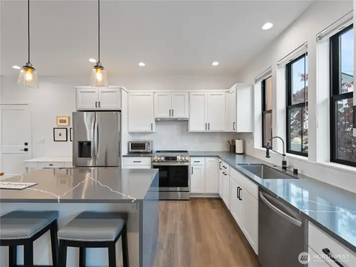 Ample storage and counter space in the kitchen.