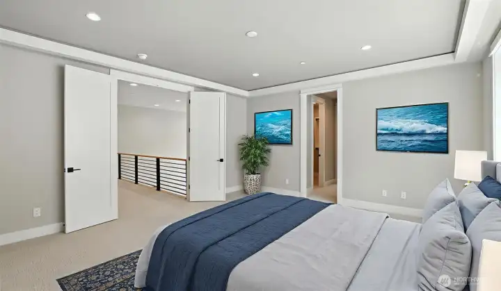 Another angle of the Primary Suite. Virtually staged.