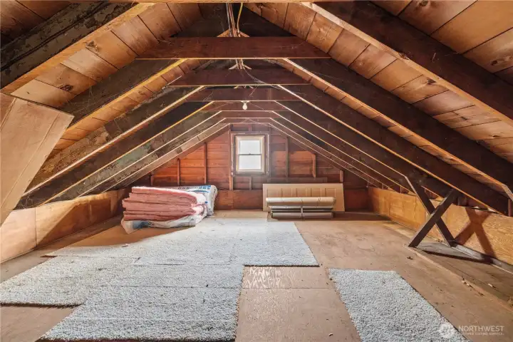 Unfinished loft above garage